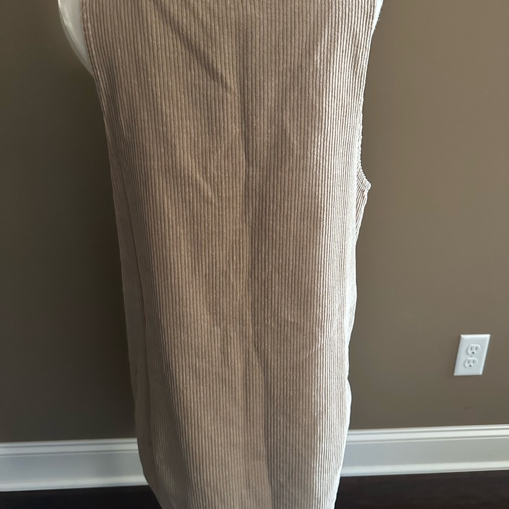 Vintage center aisle Tan Corduroy Zip-Front Dress Size L - Picture 6 of 7